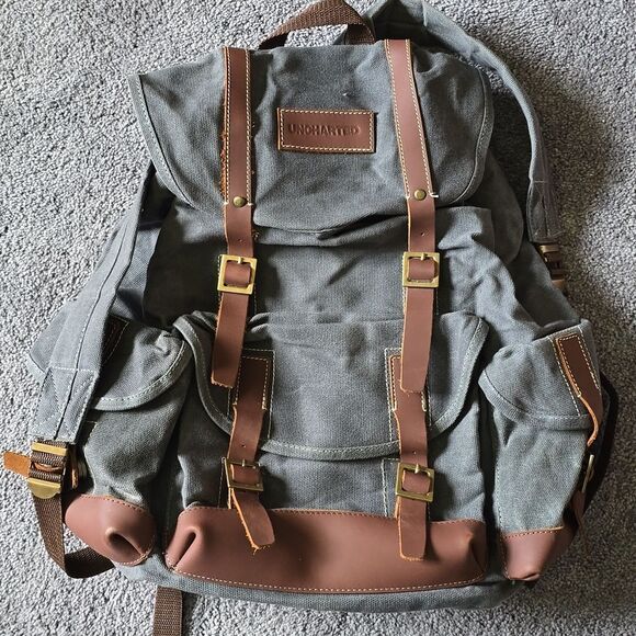 Uncharted 1 2 Drake Canvas Backpack Bag Figure Fits Laptop Sony Naughty Dog NEW - Picture 4 of 10